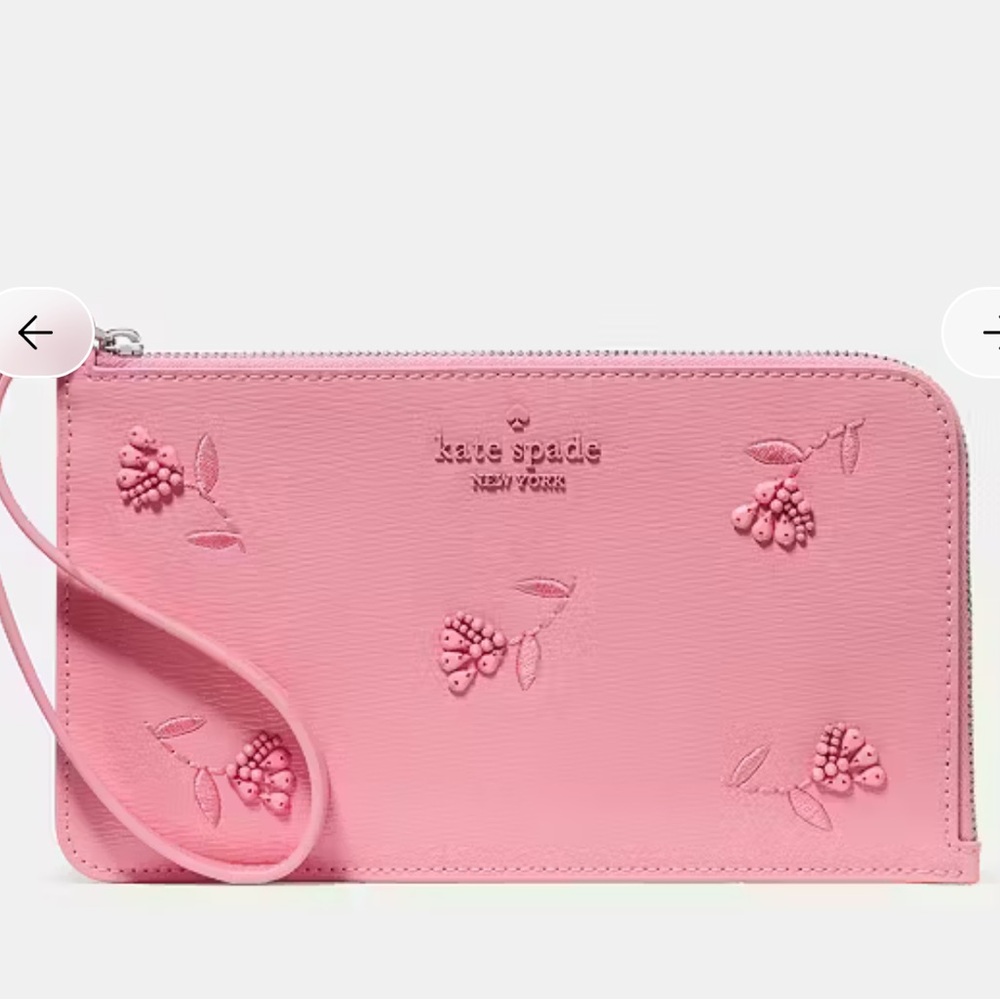 Beautiful Pink Kate Spade Lucy Floral Grapefruit Soda Color Wristlet NWT
